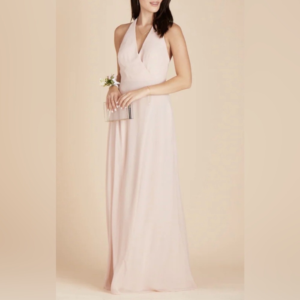 Birdy Grey Halter Maxi Dress Convertible Sleeveless Pale Blush Pink Size M